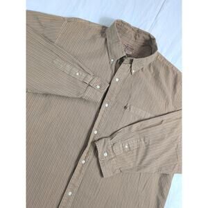 Ralph Lauren Jeans Company Classic Fit Men's XXL Tan Striped Shirt 100% Cotton